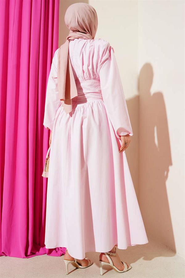 Waist Gipel Flared Dress Pink