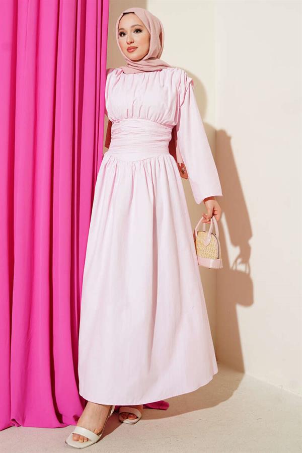 Waist Gipel Flared Dress Pink