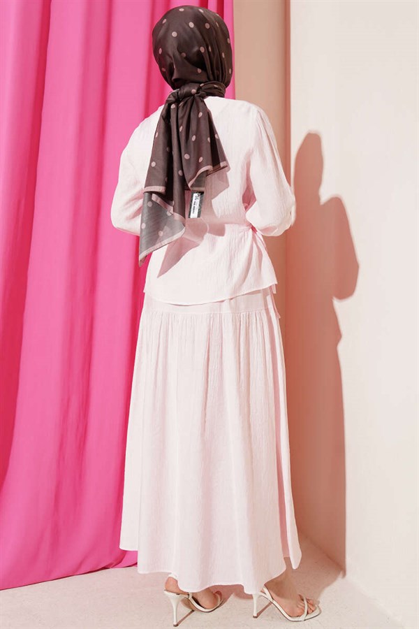 2 Piece Set with Skirt and Waist Tie, Pink