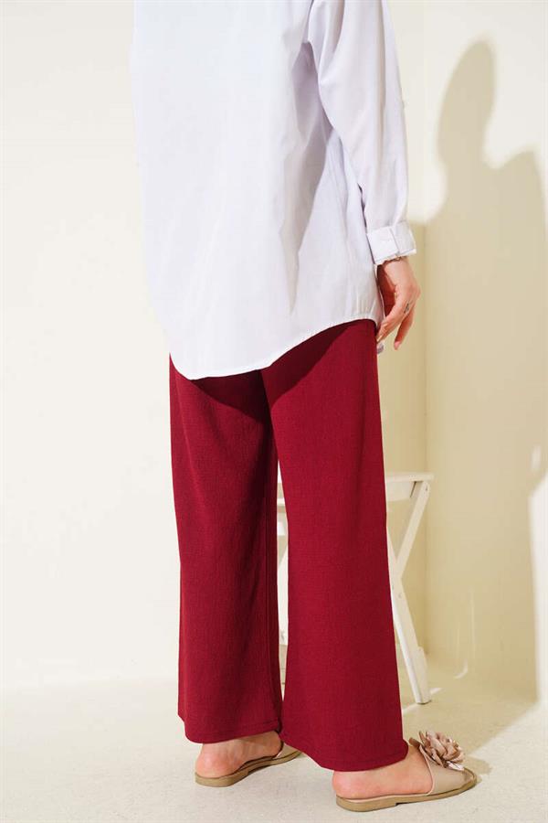 Burgundy Culotte Trousers with Waist Rope Detail