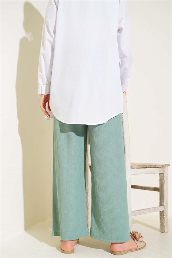 Waist Rope Detailed Crepe Trousers in Almond Green