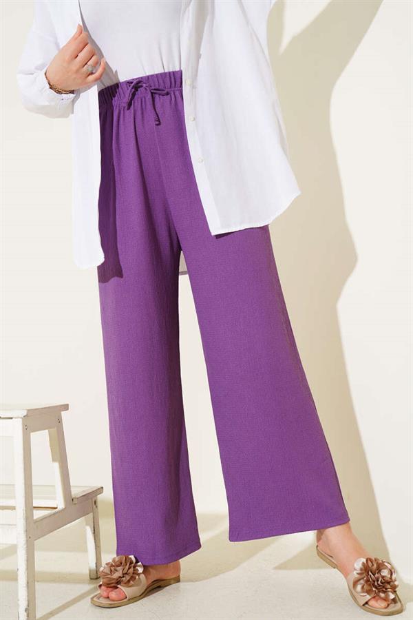 Waist Rope Detailed Crepe Trousers Lilac