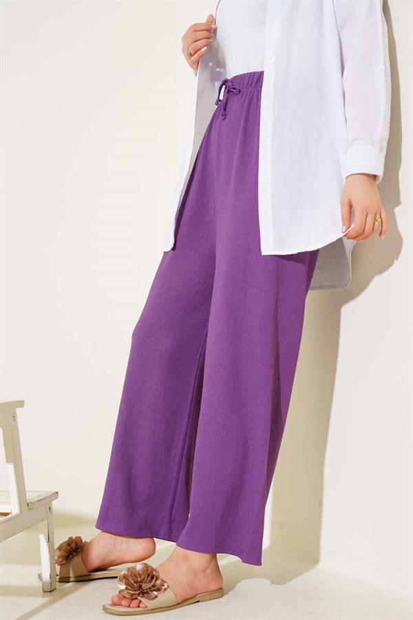 Waist Rope Detailed Crepe Trousers Lilac