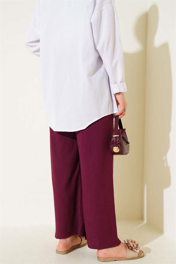 Waist Rope Detailed Crepe Trousers in Plum
