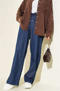 Navy Wide Leg Jeans with Drawstring Waist
