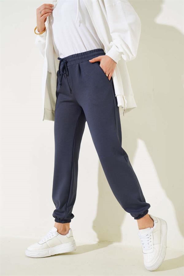 Waist String Elastic Leg Jogger Pants Smoke