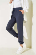 Waist String Elastic Leg Jogger Pants Smoke