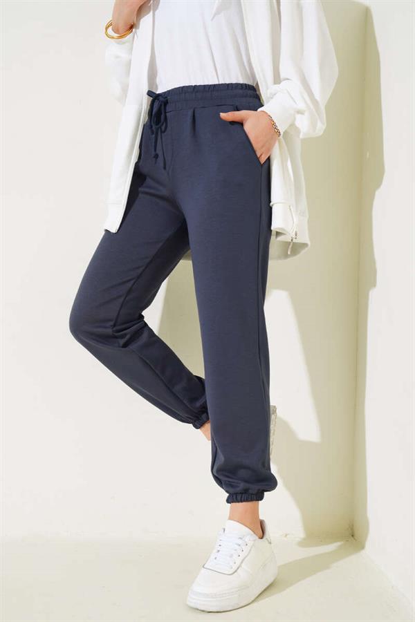 Waist String Elastic Leg Jogger Pants Smoke