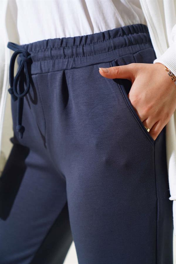 Waist String Elastic Leg Jogger Pants Smoke