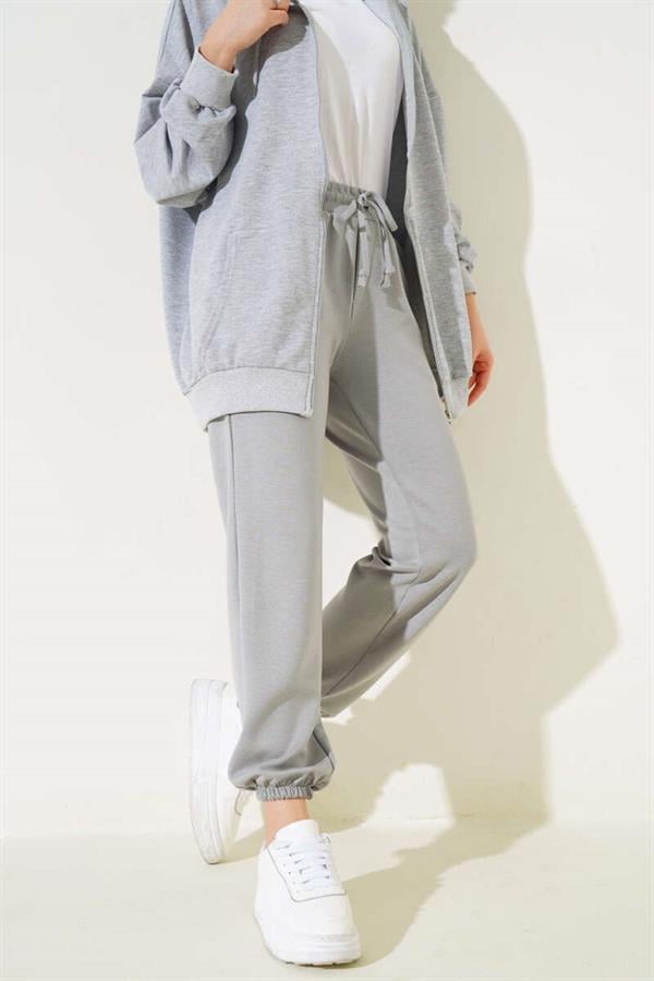 Elastic Waistband Jogger Pants Gray