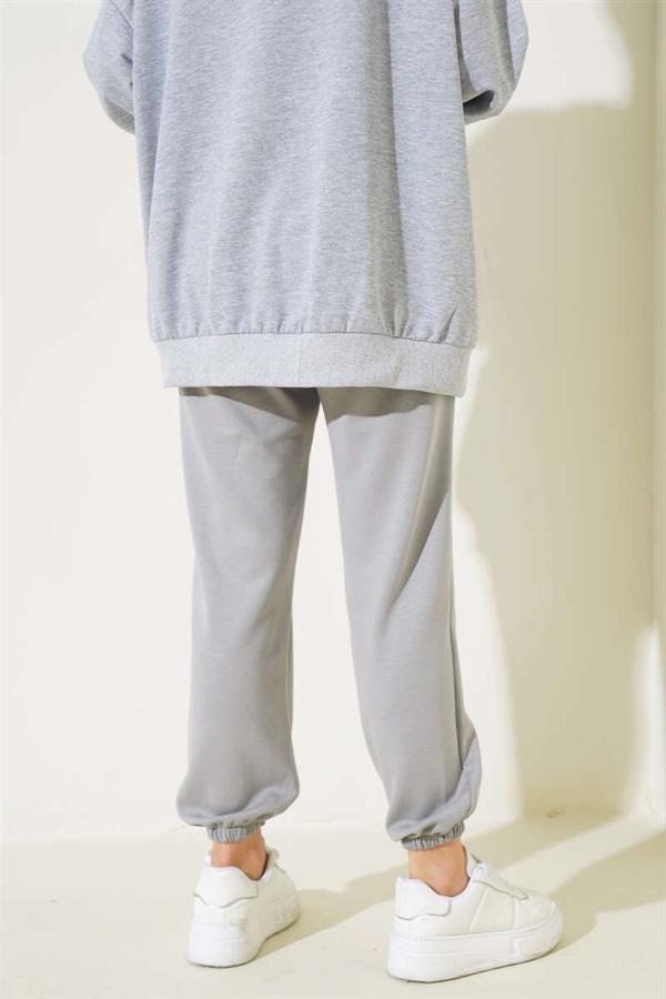 Elastic Waistband Jogger Pants Gray