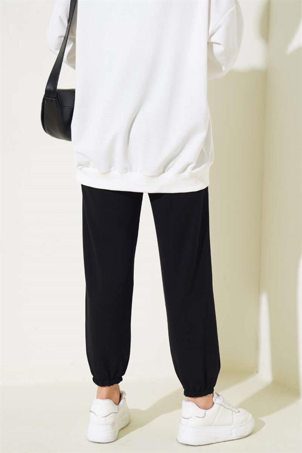 Elastic Waistband Jogger Pants Black