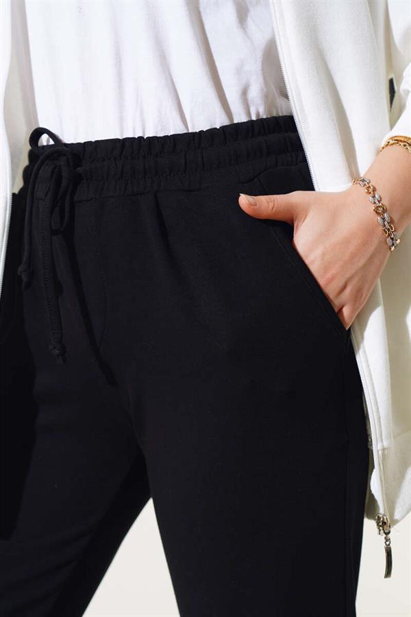 Elastic Waistband Jogger Pants Black