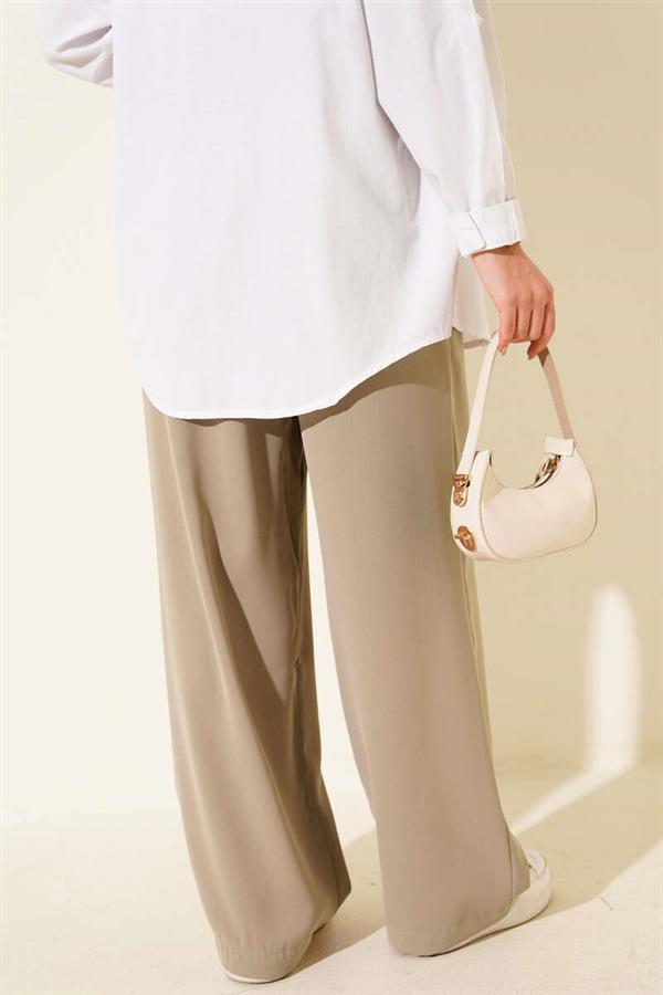Waist Belt Buckle Palazzo Trousers Mink