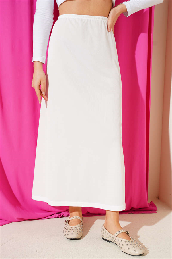 White Petticoat with Elastic Waist Detail