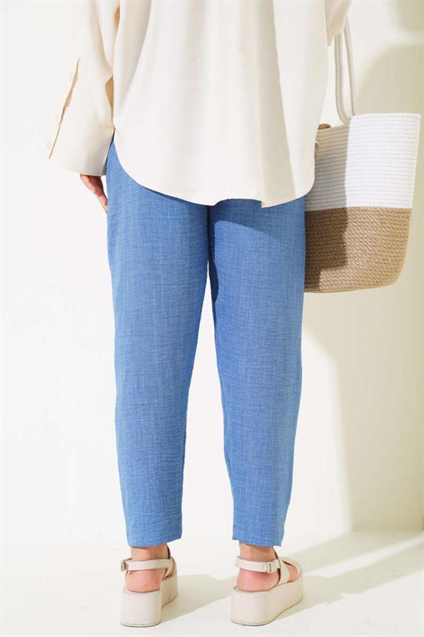 Waist Elastic Tencel Trousers Indigo