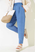 Waist Elastic Tencel Trousers Indigo