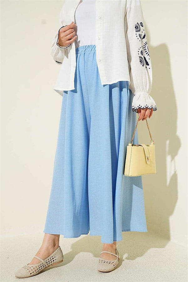 Basic Skirt with Elastic Waistband, Blue
