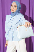 Baby Collar Short Shirt with Elastic Waistband, Baby Blue