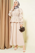 2 Piece Set with Elastic Waistband and Gathered Skirt (in stone)