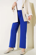 Elastic Waist Wide Leg Trousers in Saks