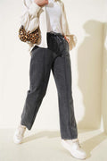 Elastic Waist Denim Trousers Smoke
