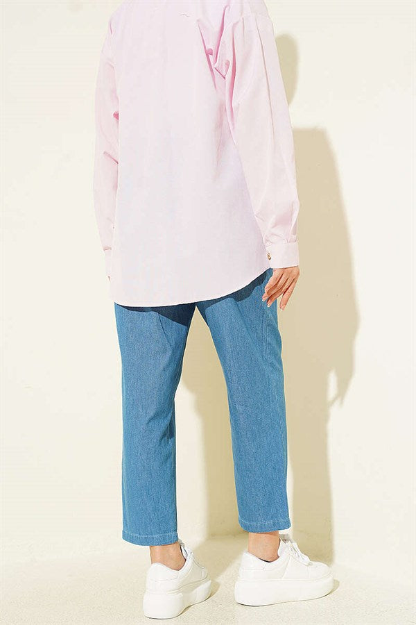 Elastic Waist Skinny Jeans, Light Blue
