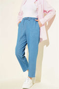 Elastic Waist Skinny Jeans, Light Blue