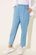 Elastic Waist Skinny Jeans Ice Blue