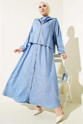 Waist Elastic Zippered Vest Dress Set Indigo
