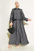 Waist Elastic Zippered Vest Dress Set Smoke