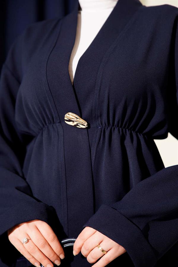 Navy Blue 2 Piece Set with Elastic Waistband and Gold Accessories