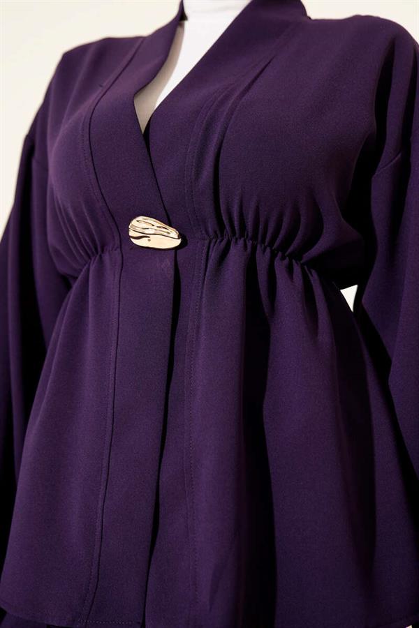 2 Piece Set with elastic waistband and gold accessories, purple.