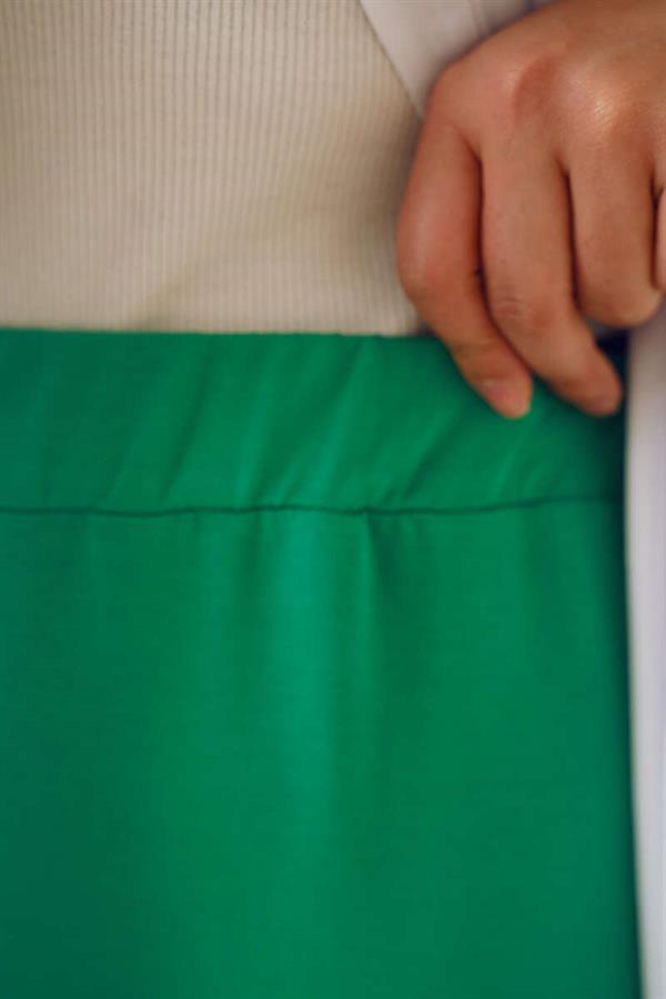 Elastic Waist Double Yarn Plus Size Trousers Green