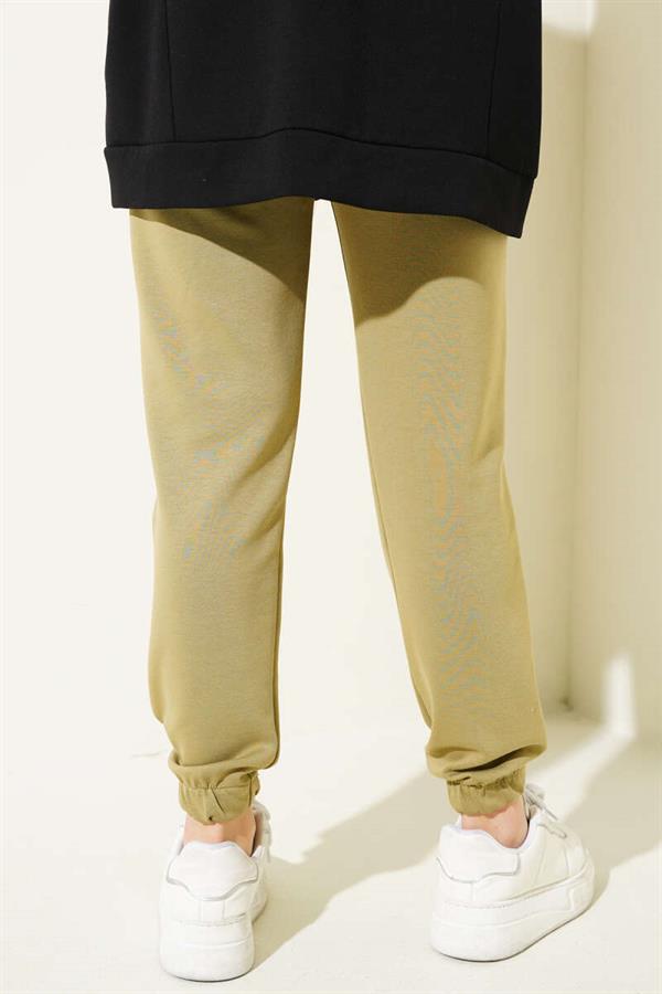 Elastic Waist String Jogger Pants Almond Green