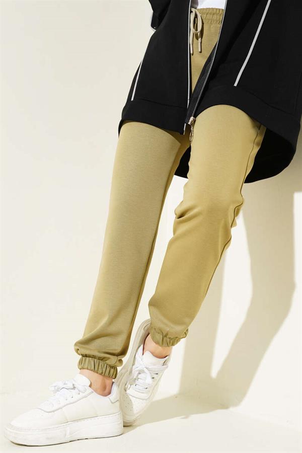 Elastic Waist String Jogger Pants Almond Green