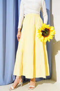 Elastic Waist Layered Flared Skirt Yellow