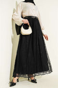 Black Lace Skirt with Elastic Waistband