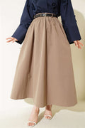 Poplin Skirt with Elastic Waistband, Mink Color