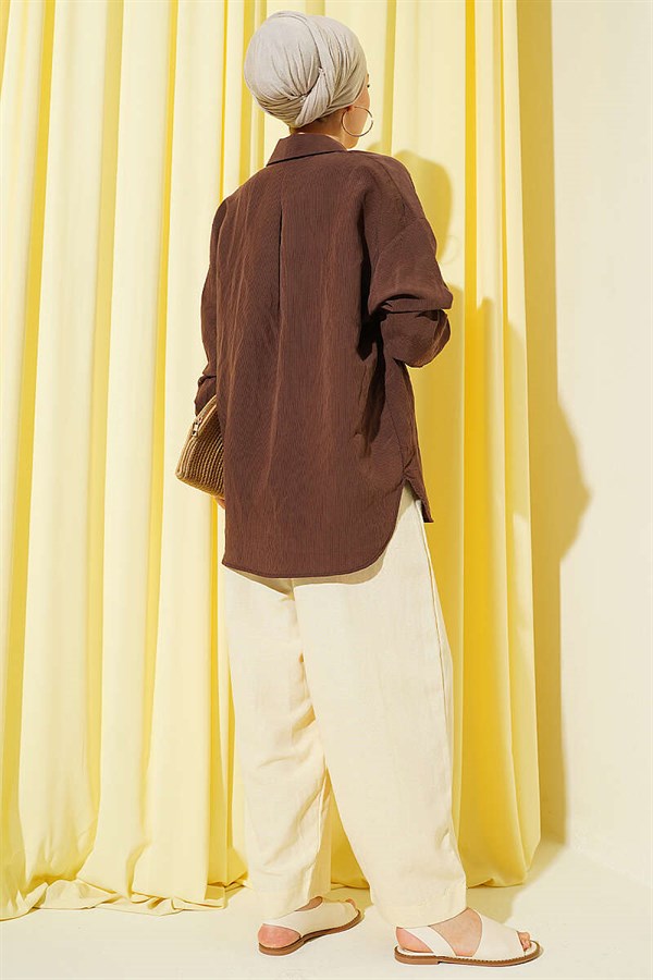 Linen Balloon Trousers with Elastic Waistband, Yellow