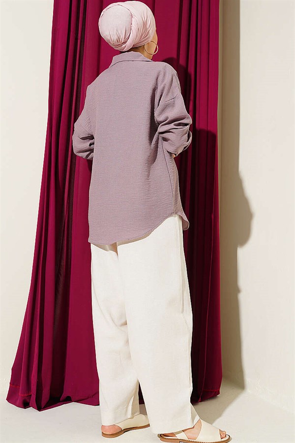 Linen Balloon Pants with Elastic Waistband Stone