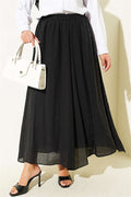 Black Flared Skirt with Elastic Waistband