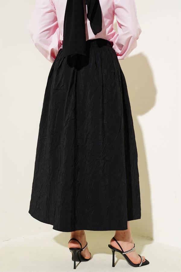 Elastic Waist Krash Pocket Skirt Black