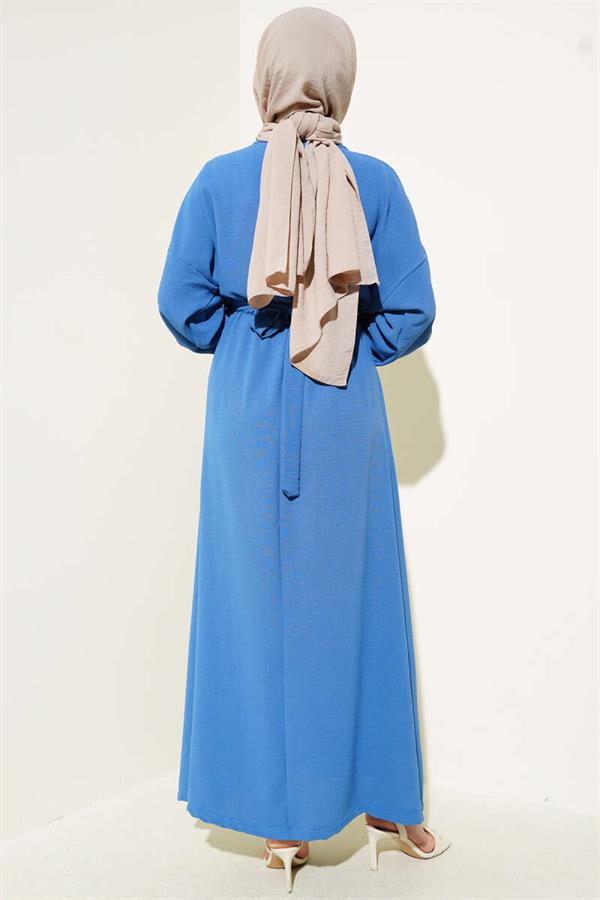 Aerobin Dress with Elastic Waist Belt and Indigo