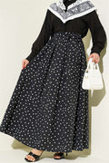 Black Polka Dot Skirt with Elastic Waistband