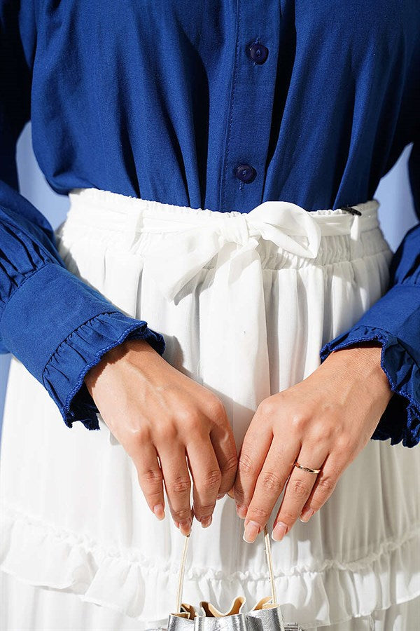Chiffon Skirt with Elastic Waistband, Ecru