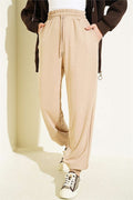 Loisha Trousers with Elastic Waistband, Beige