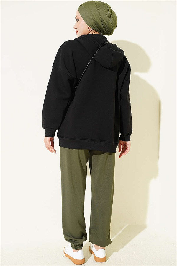 Loisha Trousers with Elastic Waistband, Khaki