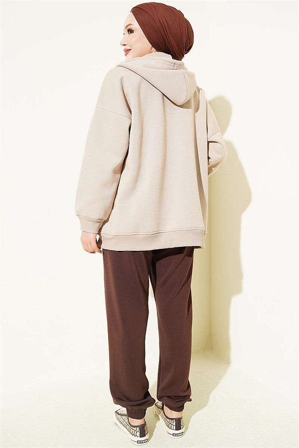 Loisha Trousers with Elastic Waistband, Brown