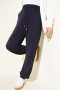 Loyşa Trousers with Elastic Waistband, Navy Blue